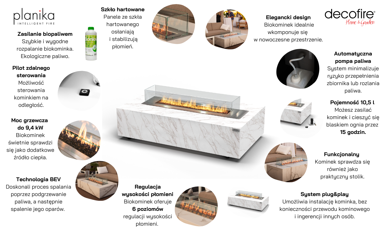 Biokominek automatyczny Cabo Table Daze Planika