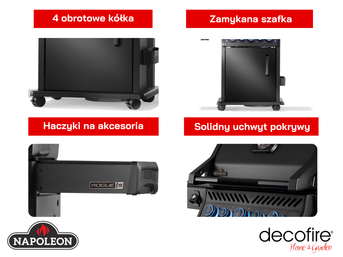 Dodatkowe udogodnienia w grillu gazowym Napoleon Rogue PRO-S 425 RSIBPK Phantom (RPS425RSIBPK-2-PL-PHM)