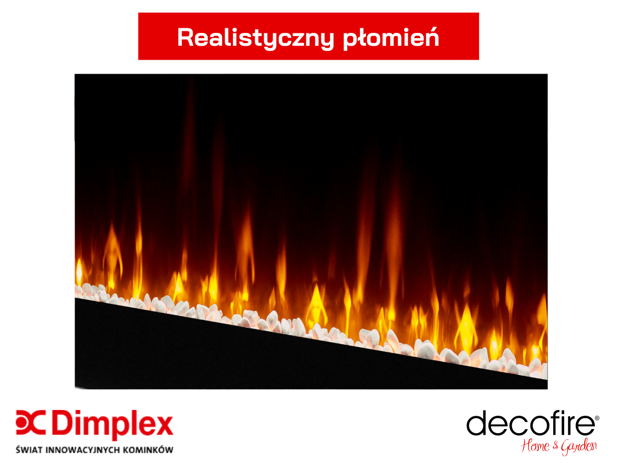 Realistyczny płomień w kominku elektrycznym Dimplex Sierra 60