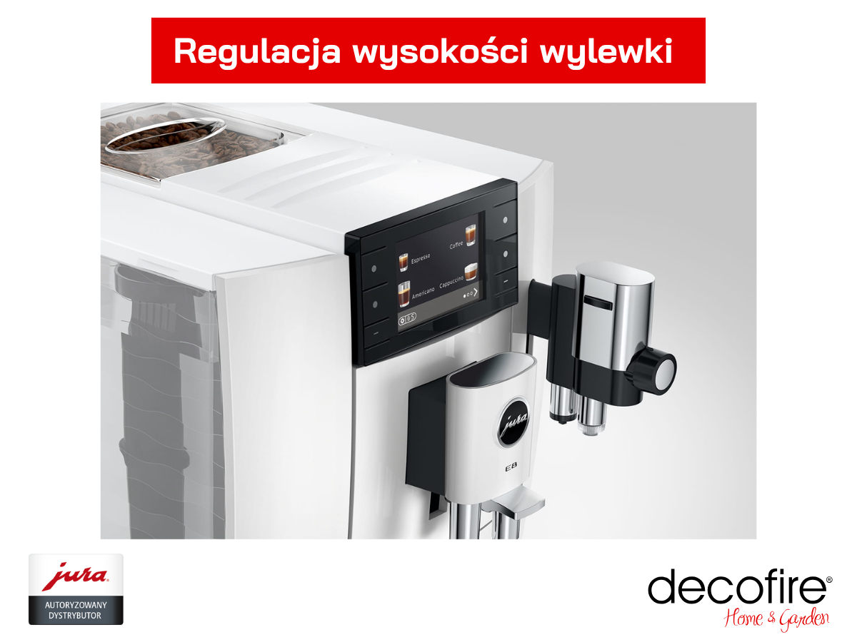 Regulacja wysokości wylewki w ekspresie do kawy Jura E8 Piano White (ED)