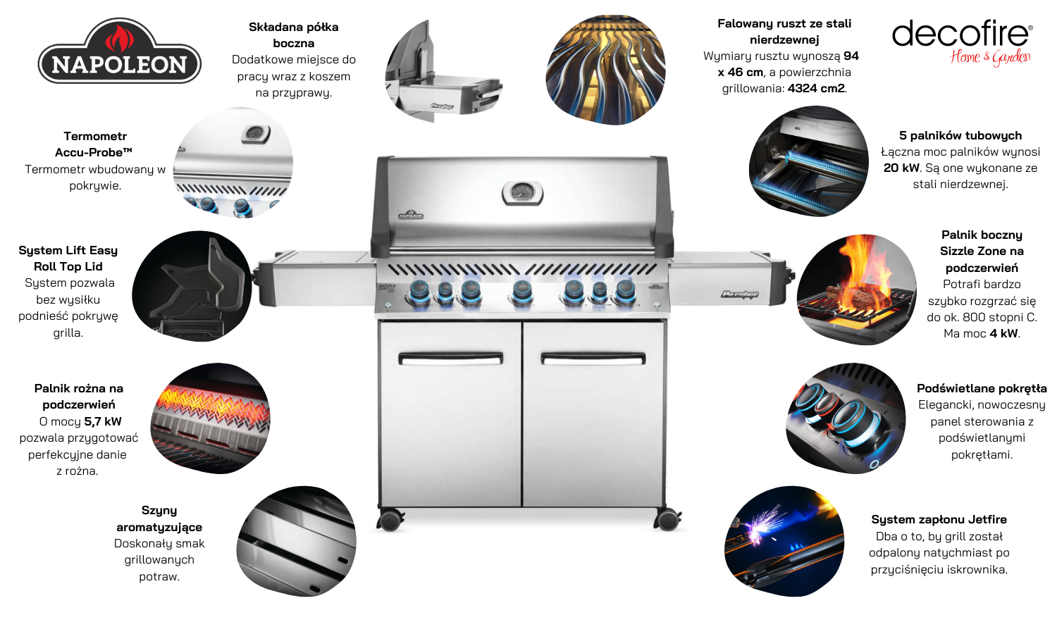 grill gazowy Napoleon Prestige 665 Stainless Steel funkcje