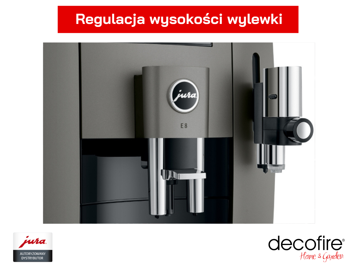 Ekspres Jura E8 Dark Inox regulacja wylewki
