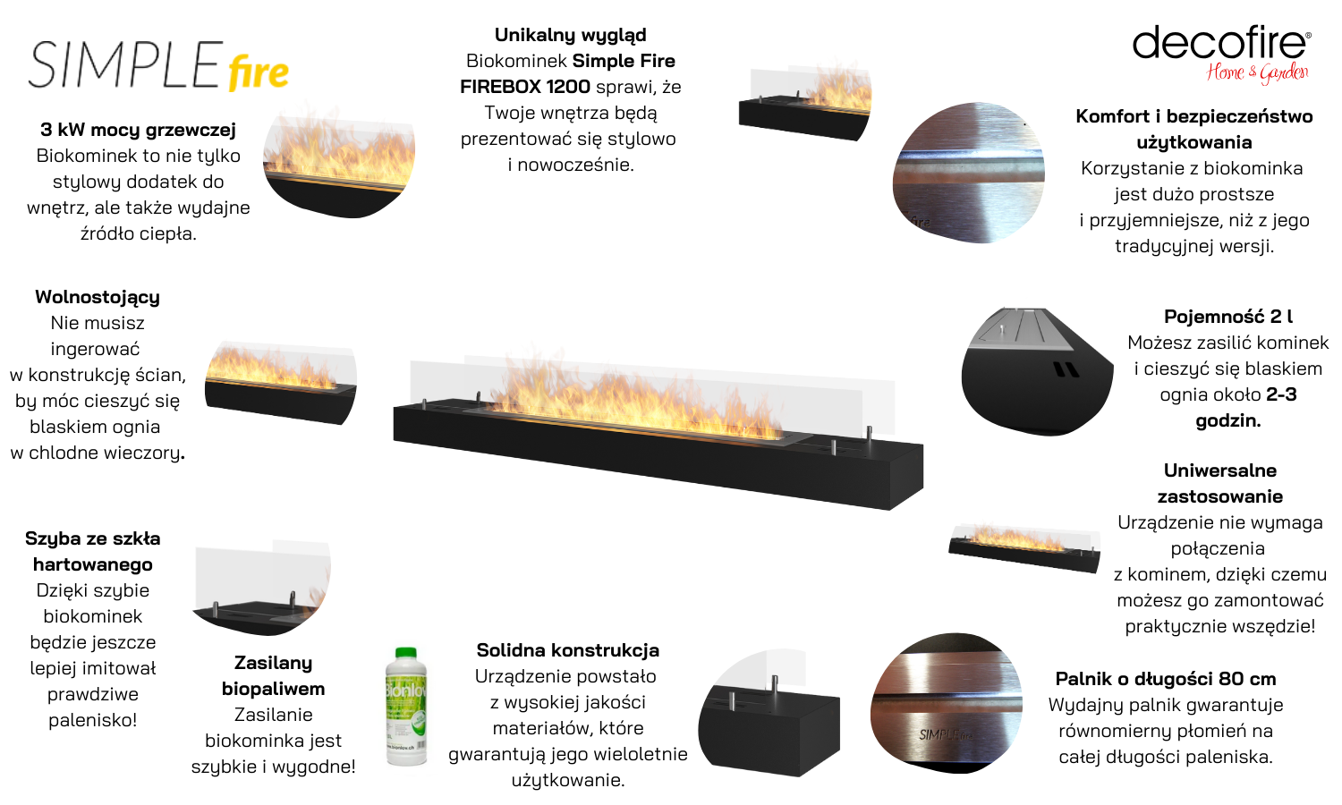 Biokominek wolnostojący Simple Fire FIREBOX 1200 