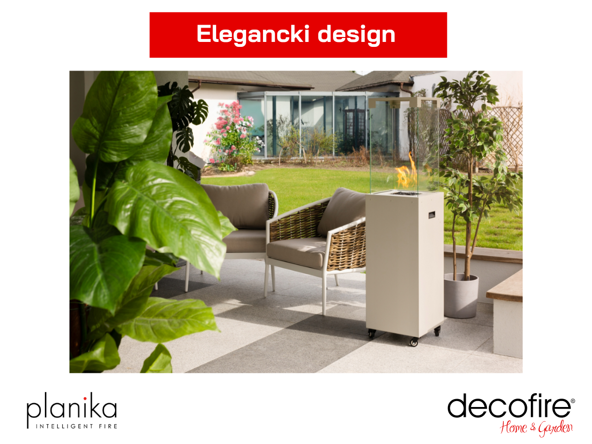 Elegancki design kominka gazowego Faro White