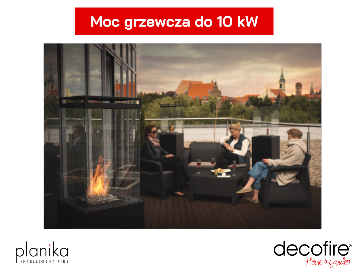 Kominek gazowy Planika Lighthouse czarny moc grzewcza 10 kW