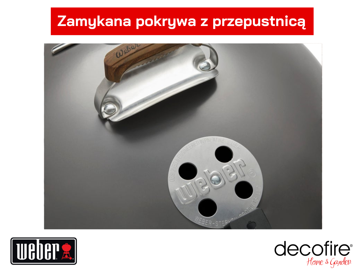 Zamykana pokrywa z przepustnicą marki Weber.